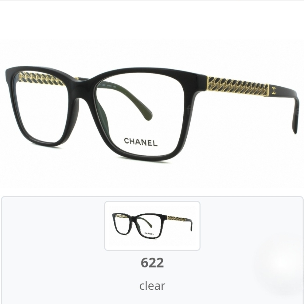 CHANEL Eyeglasses 3302 Black Frame Gold Chain Temples Made In Italy 54-17-135